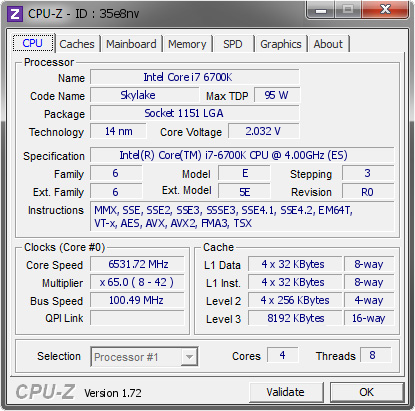 Intel Skylake i7-6700K a 6.5GHz con nitrógeno líquido