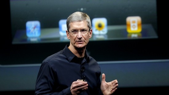 Apple CEO Tim Cook speaks about the iPhone 4S at Apple headquarters in Cupertino, California