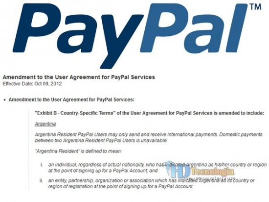 PayPal no permitirá operar con cuentas de Argentina a partir de Octubre