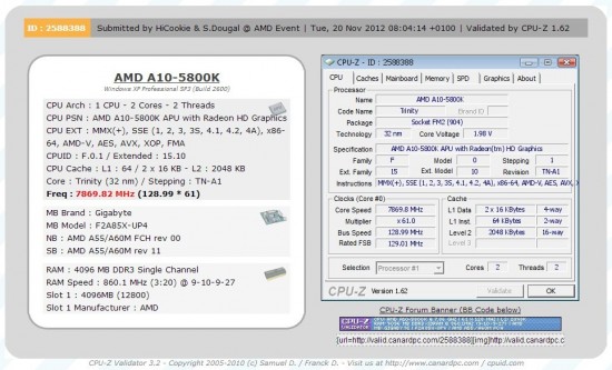 GIGABYTE rompe récord de velocidad con el AMD APU Trinity