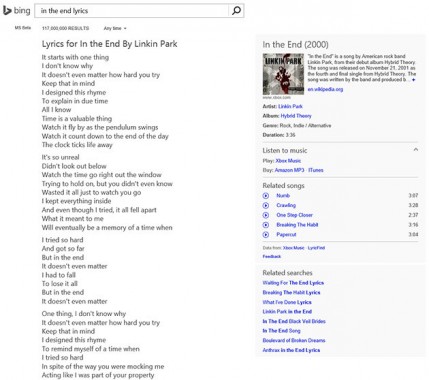 Bing Muestra letras completas de temas musicales en resultados de búsqueda-2