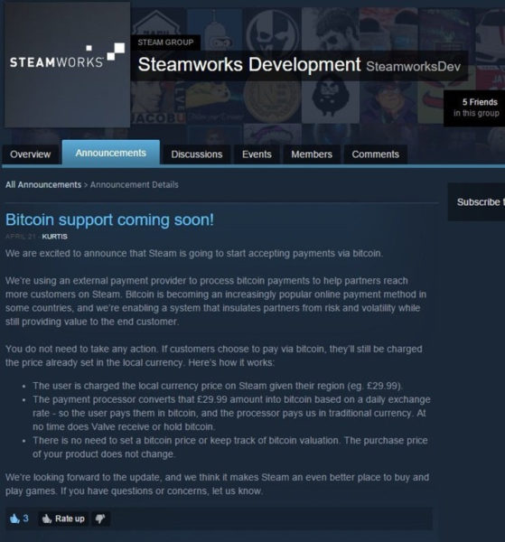 Steam pronto comenzara a aceptar Bitcoins 2