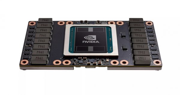 El chip Nvidia GV100, el cual podría renovarse a 7nm para menor consumo.