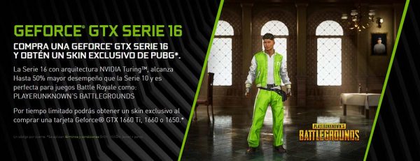 Obtén un skin exclusivo de PUBG con la compra de una GeForce GTX Serie 16