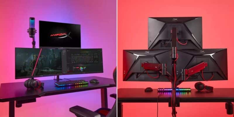 Los monitores para juegos HyperX Armada vienen con un soporte de escritorio y un brazo para monitor, Caros y llegan tarde