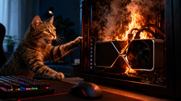 Gato salva el día al alertar a su dueño por una RTX 4090 que se estaba quemando